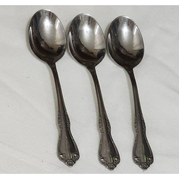 3 Oneida Mansfield Oval Soup Spoons 7" deluxe glossy Amadeus Rogers flatware - Picture 2 of 10